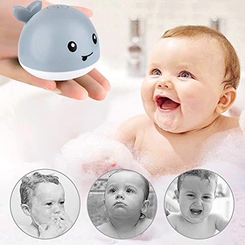 Learning Curve Baby Bath Toys, Light Up Whale Bath Toys with LED Light Spray Water Bath Toys for Toddlers Infant Kids Boys Girls Induction Sprinkler Bathtub Toys Shower Pool Bathroom Toy White