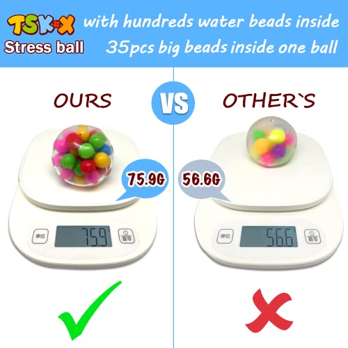 Stress Balls for Kids and Adults 4 squishies Balls Water Bead Stress Balls Sensory Ball Squeezing Ball Squishies Toys Set for Anxiety Autism ADHD and More