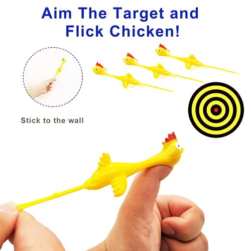 TIBDALA Slingshot Chicken Rubber Chicken Flick Chicken Flying Chicken Flingers Chicken Stretchy Toys, Funny Christmas Stuffers Easter Chicks Turkey Toys Novelty Gifts for Kids