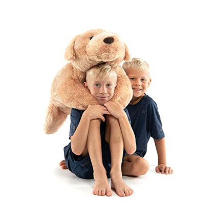 Extra Large Stuffed Dog Hugging Toy-Giant Sleeping Plush Body Pillow for Kids, Adults-Ideal for Bedroom Bed, Valentine’s Day Gift- 35 by 15 Inches Big, Brown, Fluffy and Soft-for Boys, Girls