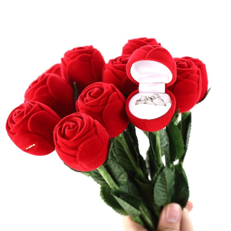 Romantic Red Rose Flower Ring Gift Box for Anniversary Wedding Proposal & Gifts