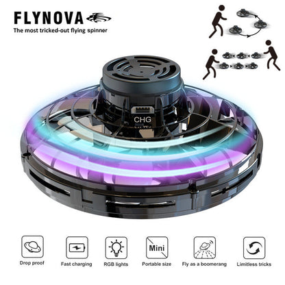 Flynova Flying Spinner Mini UFO Drone Hand Operated Flyorb Fly Fidget Toys Children Kids Adult Christmas Birthday Gift