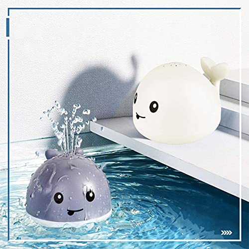 Learning Curve Baby Bath Toys, Light Up Whale Bath Toys with LED Light Spray Water Bath Toys for Toddlers Infant Kids Boys Girls Induction Sprinkler Bathtub Toys Shower Pool Bathroom Toy White