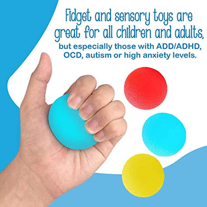 Stress Relief Balls (3-pack) - Tear-Resistant, Non-toxic, No BPA/Phthalate/Latex (Colors as Shown) - Ideal for Kids and Adults - Squishy Relief Toys to Help Anxiety, ADHD, Autism and More - By IMPRESA