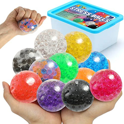 KLT Sensory Stress Balls Set 12 Pack for Adults and Kids - Sensory Toys for Autistic Children - Fidget Toys Stress Relief - Prize Box for Classroom - Calming Toys for Students - Squishy Squeeze Ball