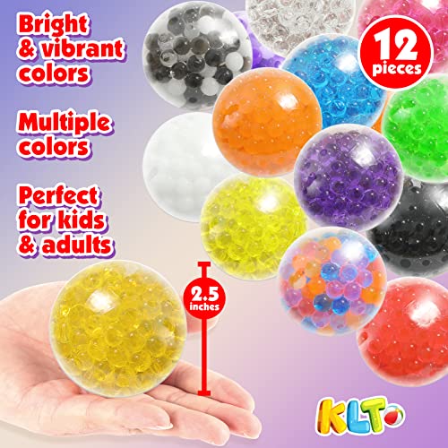 KLT Sensory Stress Balls Set 12 Pack for Adults and Kids - Sensory Toys for Autistic Children - Fidget Toys Stress Relief - Prize Box for Classroom - Calming Toys for Students - Squishy Squeeze Ball