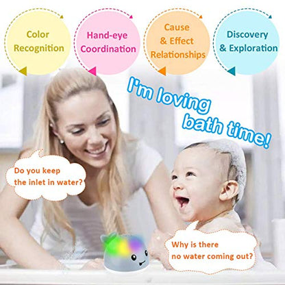 Learning Curve Baby Bath Toys, Light Up Whale Bath Toys with LED Light Spray Water Bath Toys for Toddlers Infant Kids Boys Girls Induction Sprinkler Bathtub Toys Shower Pool Bathroom Toy White