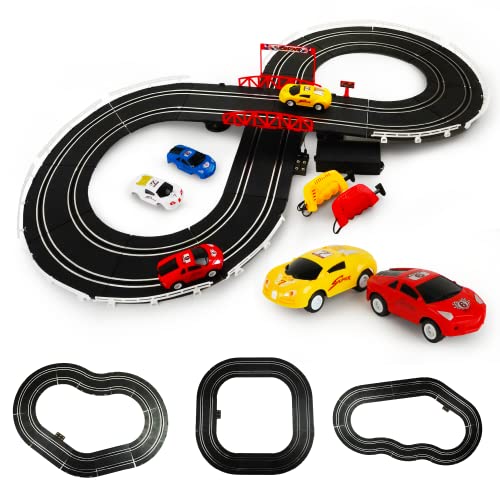 Boley Slot Car Race Track Set - Race Track Set STEM Building Toys for Boys and Girls - 2 Cars and 2 Hand-Operated RC Controllers Included - Ages 6+