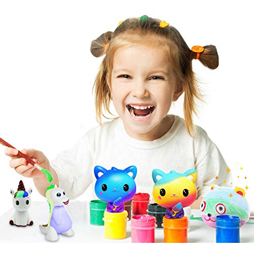 Paint Your Own Squishy Sensory Toys, 4 DIY Squishy Slow Rising Relieves Stress and Anxiety Fidget Toy for Children Adults, 3D Blank Arts& Crafts Squishies DIY Dessert & Animal Squishy Painting Toys