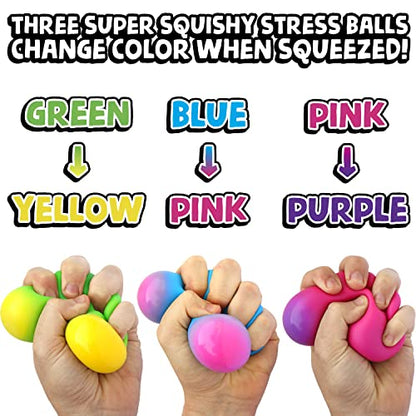 BUNMO Stress Balls - Color Changing Stress Balls for Kids. Durable Stress Ball from Thick Casting. Squishy Ball Makes Fun Stress Balls Fidget Toys, Squishy Balls Fidget Toys.