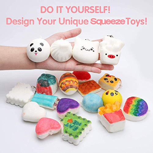 WATINC Random 30 Pcs DIY Squeeze Toys Cream Scented Kawaii Simulation Lovely Toy Medium Mini Soft Food Squeeze Bread Toys Keychains, Phone Straps, Bonus Random Stickers