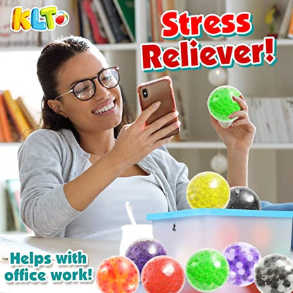 KLT Sensory Stress Balls Set 12 Pack for Adults and Kids - Sensory Toys for Autistic Children - Fidget Toys Stress Relief - Prize Box for Classroom - Calming Toys for Students - Squishy Squeeze Ball