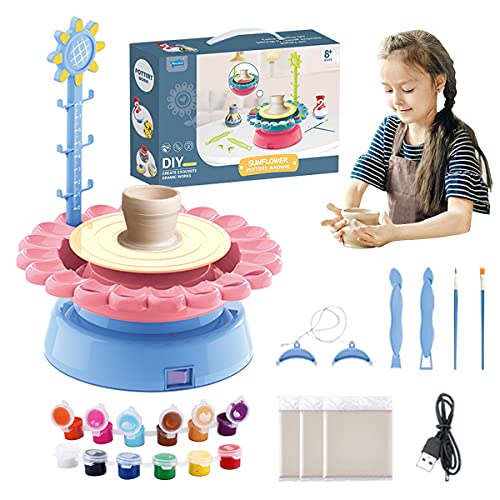 Pottery Wheel Set, Pottery Station for Beginner, Educational Toy Arts and Crafts for Kids and Adults, Pottery Studio Kit with Accessories, Clay Pottery Wheel Craft Kit for Kids Aged 6 and Up