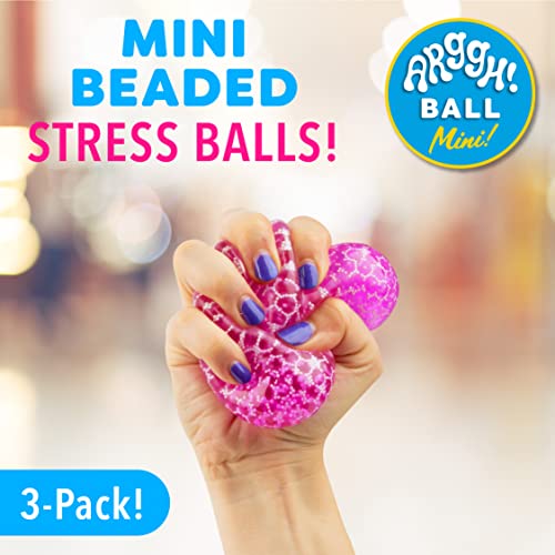 Power Your Fun Arggh Mini Beaded Stress Balls for Kids and Adults - 3pk Squishy Water Bead Filled Anti Stress Ball Fidget Toys, Sensory Stress and Anxiety Relief Squeeze Toys (Pink, Blue, Green)