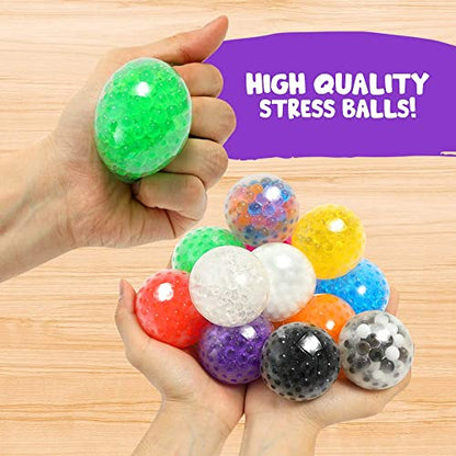 Small Fish Sensory Stress Ball Set for Kids and Adults, 12 Pack Stress Relief Fidget Balls Filled with Water Beads to Relax, Decompress, and Focus, Squishy Toys for Children with Autism, and ADHD