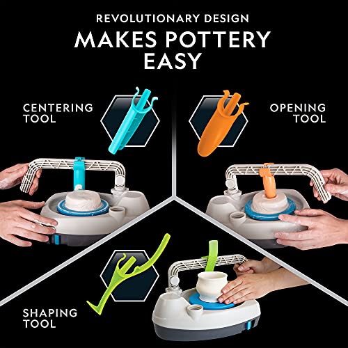 NATIONAL GEOGRAPHIC Kid’s Pottery Wheel – Complete Pottery Kit for Kids, Electric Motor, 2 lbs. Air Dry Clay, Sculpting Clay Tools, Apron & More, Patent Pending, Amazon Exclusive Craft Kit , Blue