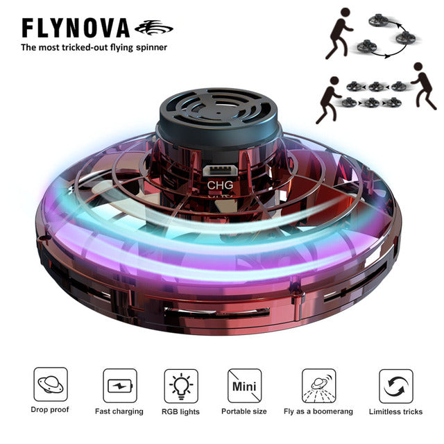 Flynova Flying Spinner Mini UFO Drone Hand Operated Flyorb Fly Fidget Toys Children Kids Adult Christmas Birthday Gift