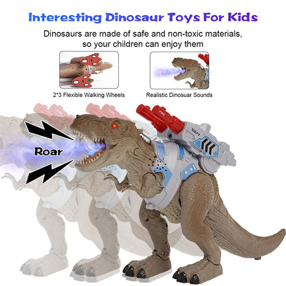 Remote Control Dinosaur Toys, Electronic Walking T-Rex Toy for Kids, React to Shooting, Projection Spray, Light Up Eyes, Roaring Sound, Realistic Tyrannosaurus Dragon RC Dinosaur for Boys Girls Age 3+