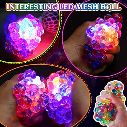 Squishy Stress Balls for Kids Fidget Toys - 6 Pack Sensory Stress Balls Set Rainbow Mesh Squishy Ball Water Bead Nedoh Needohball Stress Balls Bulk Squeeze Ball for Autism ADHD