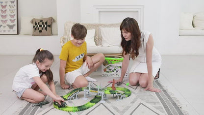 Dinosaur Toys,Create A Dinosaur World Road Race,Flexible Track Playset and 2 pcs Cool Dinosaur car for 3 4 5 6 Year & Up Old boy Girls Best Gift