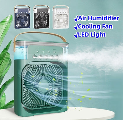 3 in 1 air humidifier cooling USB fan LED night light water mist fun humidification fan spray electric fan