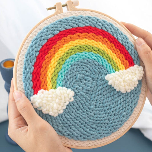 Вышивка Colorful Rainbow Wool Cord Picture Kids Girls DIY Thread Poke Punch Needle Kit Educational Handmade For Beginner Student