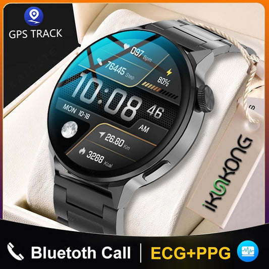 New 390*390 HD Screen NFC Smart Watch Men Bluetooth Call Sport GPS Track Watch Custom Dial Heart Rate ECG PPG Smartwatch For Men