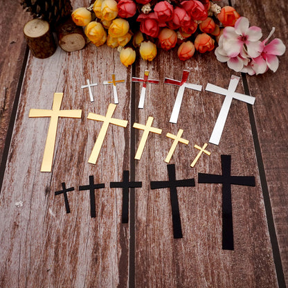 50pcs 9cm/ 7cm/5cm /4cm/ 3cm Height Cutting Mirrored Cross Shape Acrylic Sticker DIY Christening Home Decoration