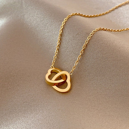 Classic Gold Color Stainless Steel Necklace For Women Jewelry Limited Pearl Beads Heart Pendant Necklace Birthday Gift