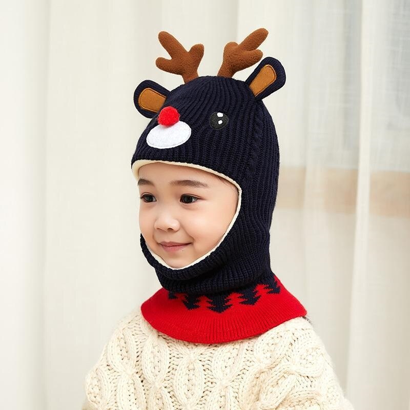 ncmama Boy Girl Beanie Hat Protect Neck Knit Hat Cartoon Animal Windproof Winter Child Kids Girl's Earflap Caps 2 to 6 years old