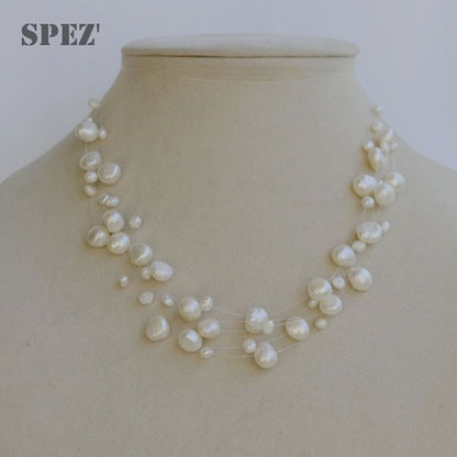 Natural Freshwater Pearl Necklace For Women  Baroque Pearl Layered Choker Fashion Gold Plated Jewelry Accessories Clasp 2021