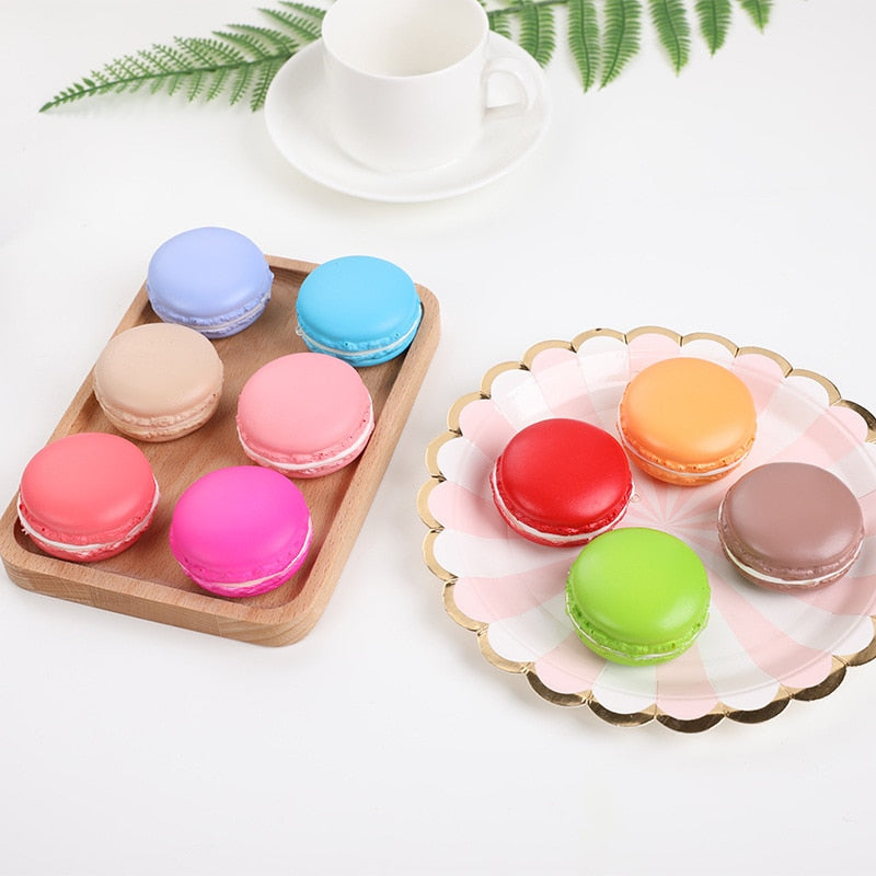 Hot Sale 10pcs Simulation Cake PU Mini Macaron Model Furnishing Articles Stress Relief Squeeze Toy Wedding Party Birthday Decor