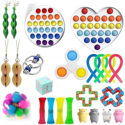 Kid Fidget Toys Stretchy Strings Push Ball Anti Stress Set Adults Pinch Squeeze Sensory Antistress Relief Autism ADHD Figet Toys