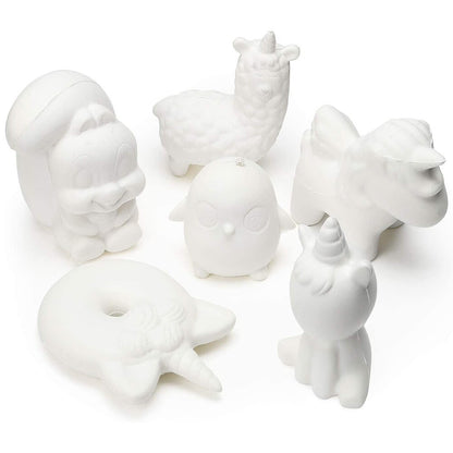 6Pcs  Kawaii Stress Relief DIY Animal Squeeze Novelty Toys Set Blank Soft Bulk Kit for Kid White Toy to Paint Creamy Scented