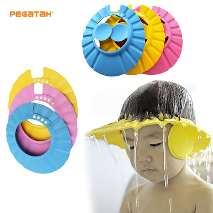 Children&#39;s baby bath shower cap shampoo bath cap adjustable EVA cap waterproof eye protection earmuff headgear shampoo cap