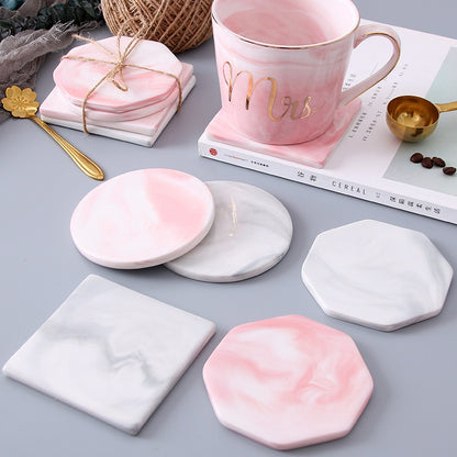 Nordic Marble Ceramic Coaster Coffee Tea Cup Bottle Pad Placemat Table Decor Kitchen Accessories