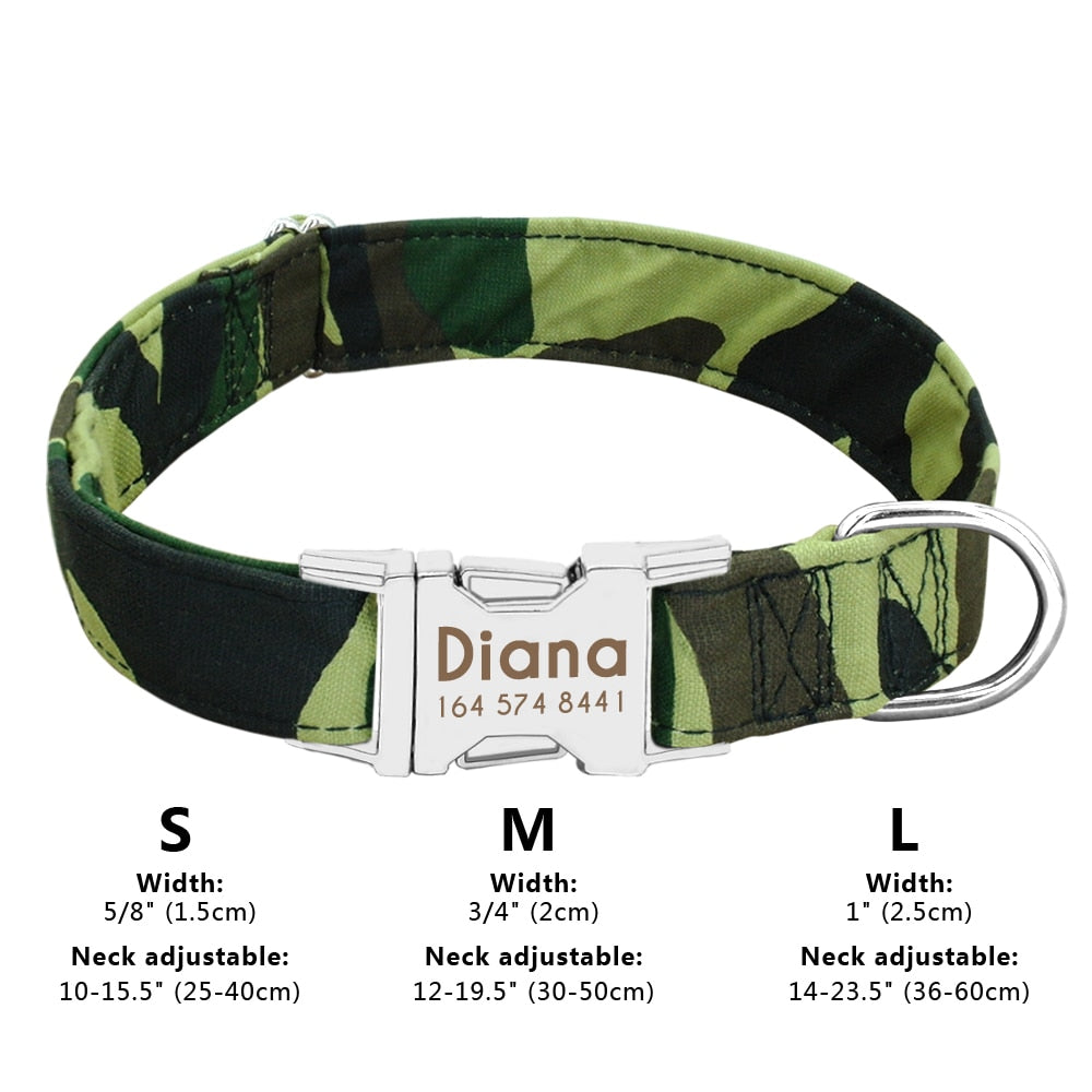 Custom Large Dog Collar Cute Print Personalized Pet Collar Nylon Puppy Dogs ID Collars Engraved Name for Small Medium Large Dog