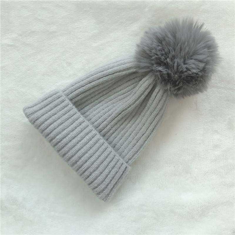 Cute Pompom Children Hat Colorful Hairball Elastic Kids Baby Girl Boy Autumn Winter Beanie Hat Solid Color Knitted Beanies Cap