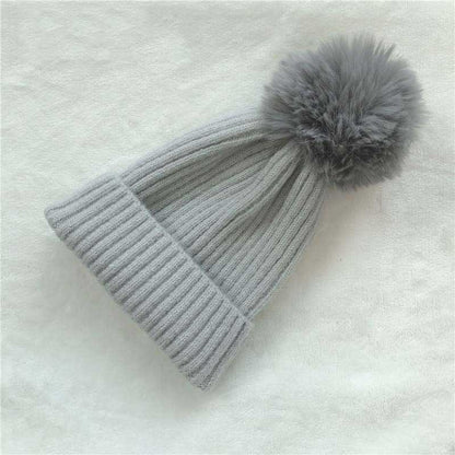 Cute Pompom Children Hat Colorful Hairball Elastic Kids Baby Girl Boy Autumn Winter Beanie Hat Solid Color Knitted Beanies Cap