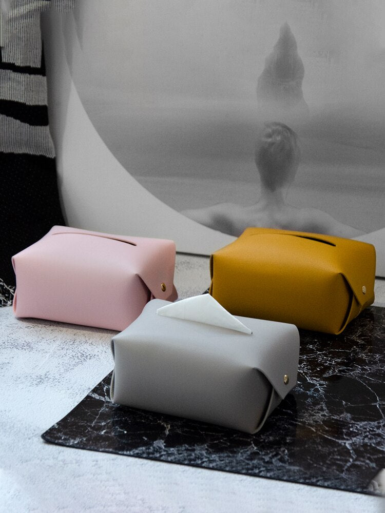 Car-Carrying Toilet Home Bathroom Desktop Pumping Tissue Box PU Leather Living Room Creative Cute Ins Creative Simplicity