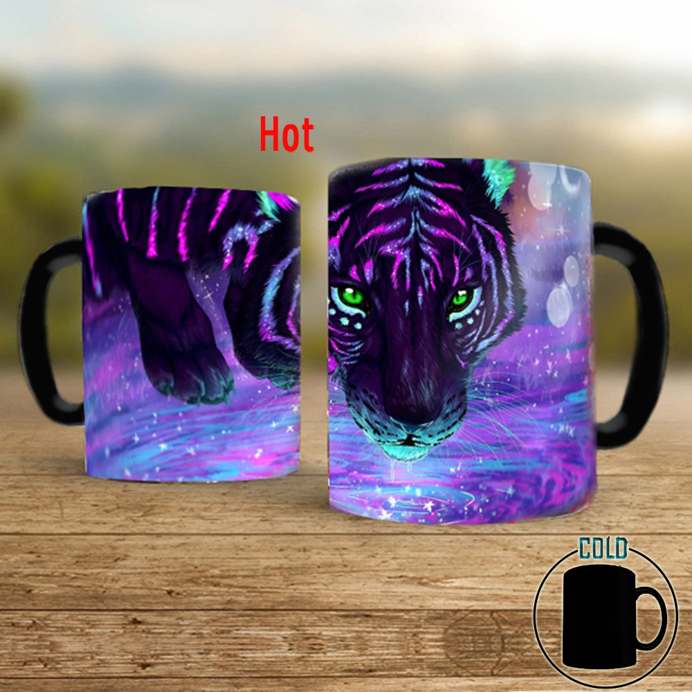 Tiger Color Changing Mug Ceramic Creative 11oz Friends Birthday Gift Coffee Cup