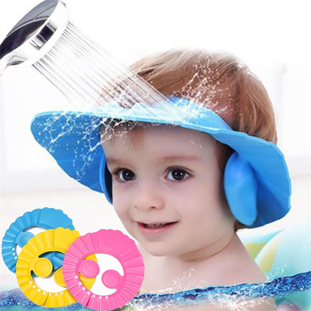 Adjustable Baby Shower Caps Child Kids Waterproof Shampoo Hat Boys Girls Visor Caps Wash Hair Bath Shield Ear Eye Protection