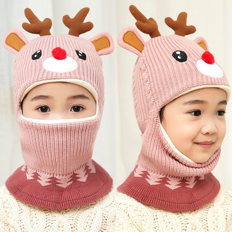 ncmama Boy Girl Beanie Hat Protect Neck Knit Hat Cartoon Animal Windproof Winter Child Kids Girl's Earflap Caps 2 to 6 years old