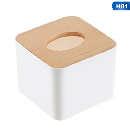 Tissue Box Wooden Cover Toilet Paper Box Solid Wood Napkin Holder Case Simple Stylish Tissue Paper Dispenser Home Car Organizer