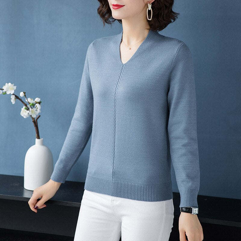 Fashion Sweater Woman 2021 Long Sleeve Knitted Sweater Women Tops Female Women Sweater Pullover Top Female Women Clothes C957