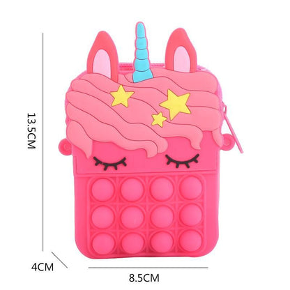 Hot Unicorn Bag Pop Fidget Toys It Women Coin Purse Messenger Bag Push Bubble Simple Dimple Decompression Anti Stress Ppoper