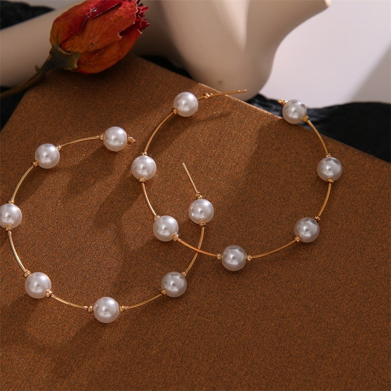 IPARAM Trend Simulation Pearl Long Earrings Female White Round Pearl Wedding Pendant Earrings Fashion Korean Jewelry Earrings