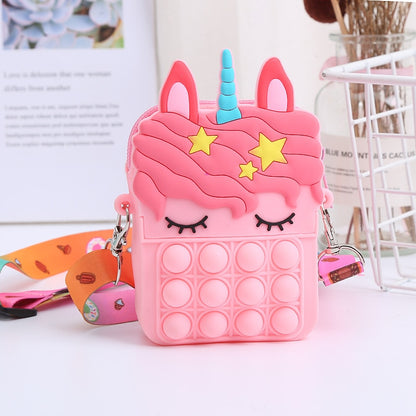 Hot Unicorn Bag Pop Fidget Toys It Women Coin Purse Messenger Bag Push Bubble Simple Dimple Decompression Anti Stress Ppoper