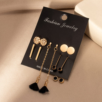 Women&#39;s Earrings Set Retro Korean Geometric Stud Earrings for Women Korean Gold Small Metal Pearl Earring 2021 Trend Jewelry