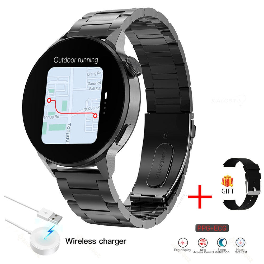 New 390*390 HD Screen NFC Smart Watch Men Bluetooth Call Sport GPS Track Watch Custom Dial Heart Rate ECG PPG Smartwatch For Men